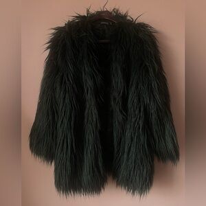 Fun, bottle green faux fur coat $67